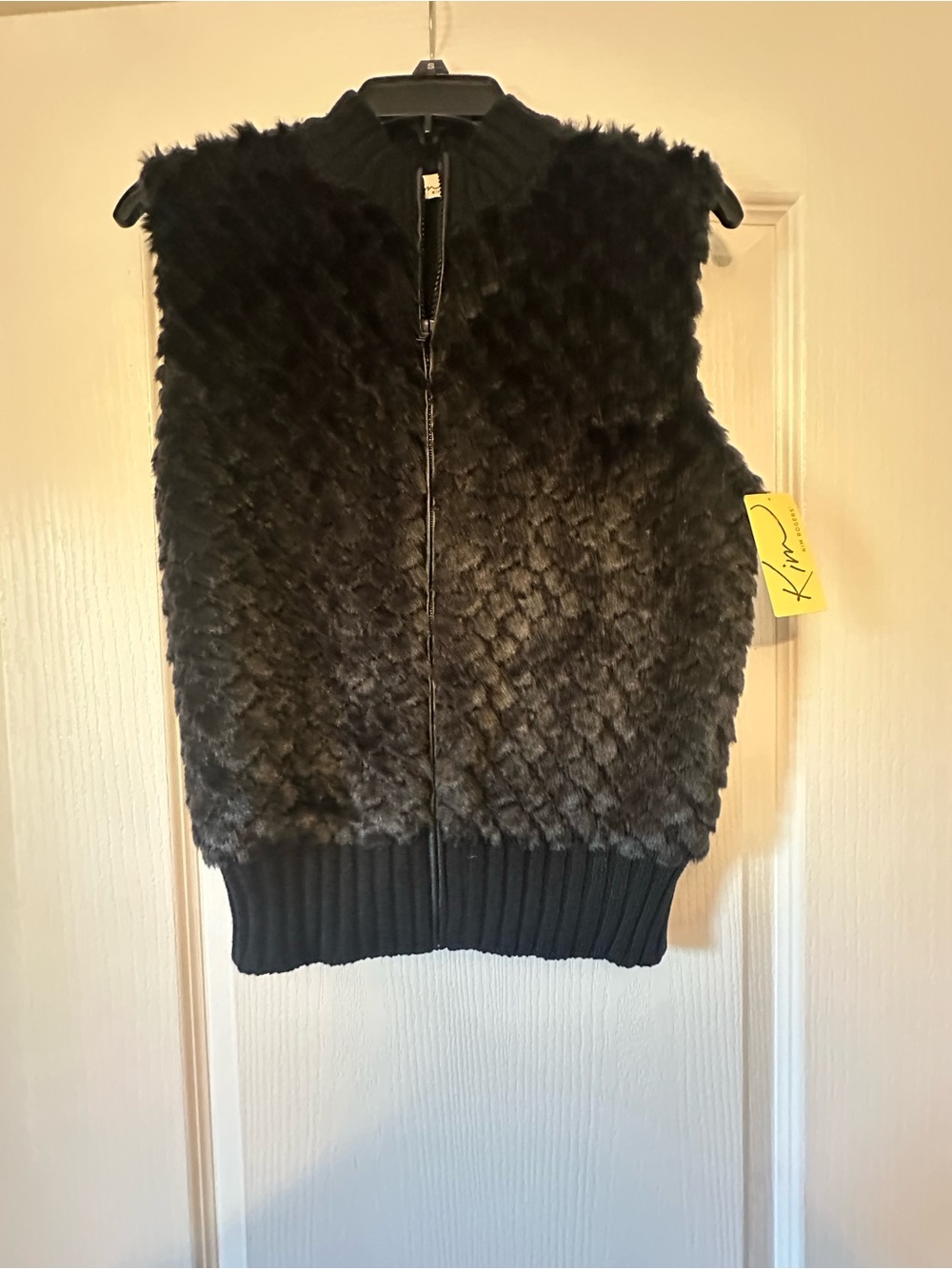 Kim Rogers Black Faux Fur Zip-Up Vest